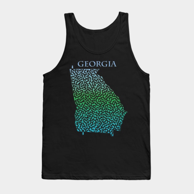 Georgia State Outline Maze & Labyrinth Tank Top by gorff